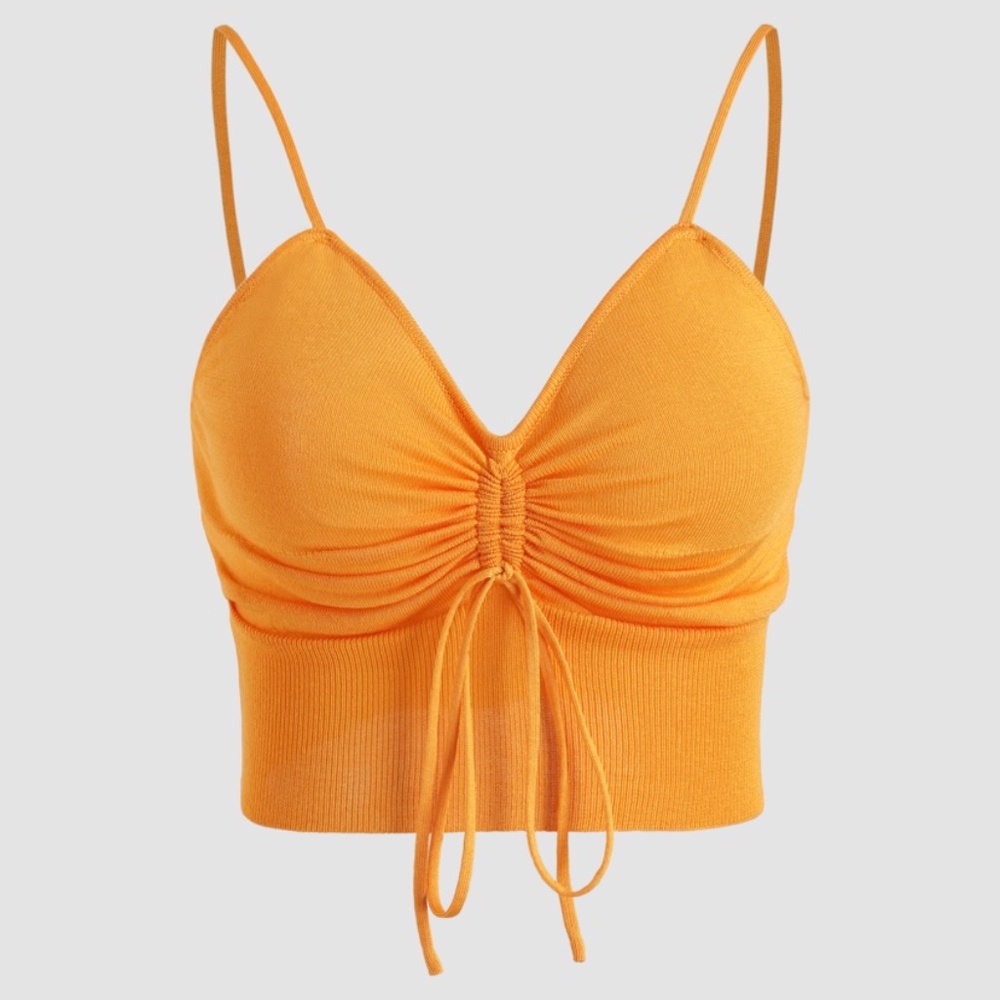 V Neck Ruched Knitted Top